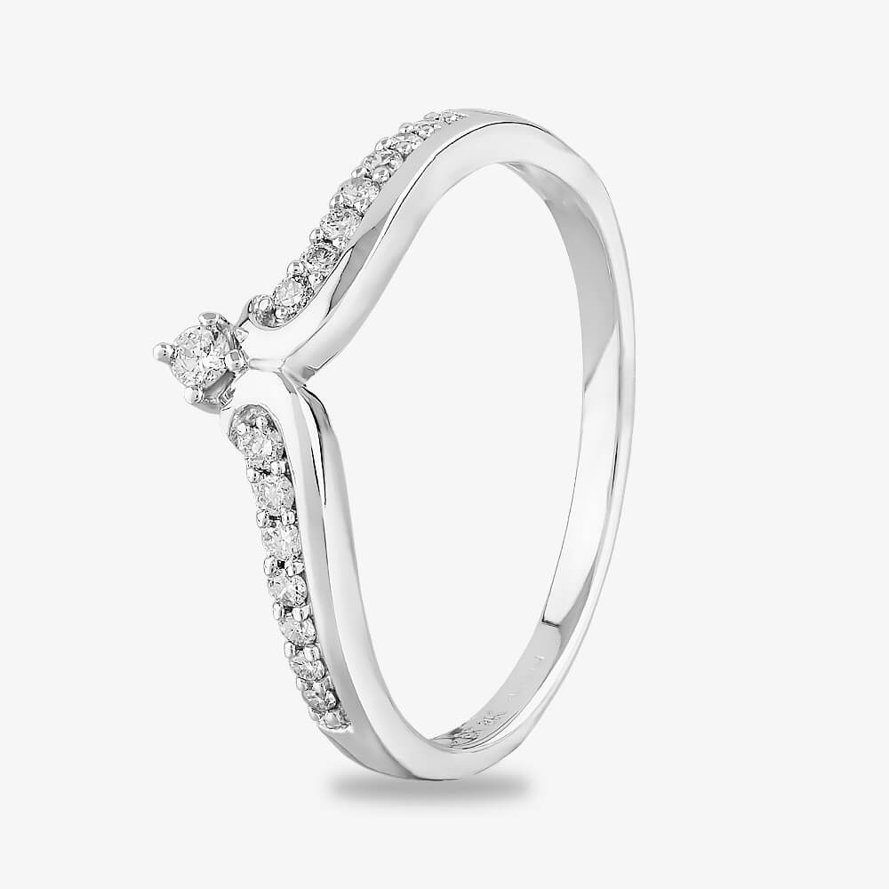 9ct White Gold 0.15ct Diamond Wishbone Ring THR28175-15 O