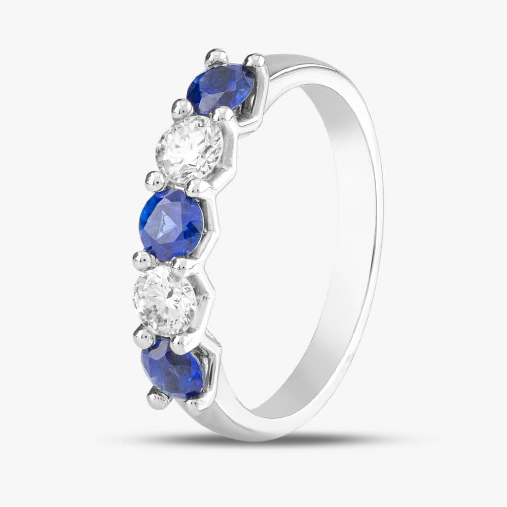 Platinum Brilliant Cut Sapphire & Diamond Five Stone Ring 22707H2 N