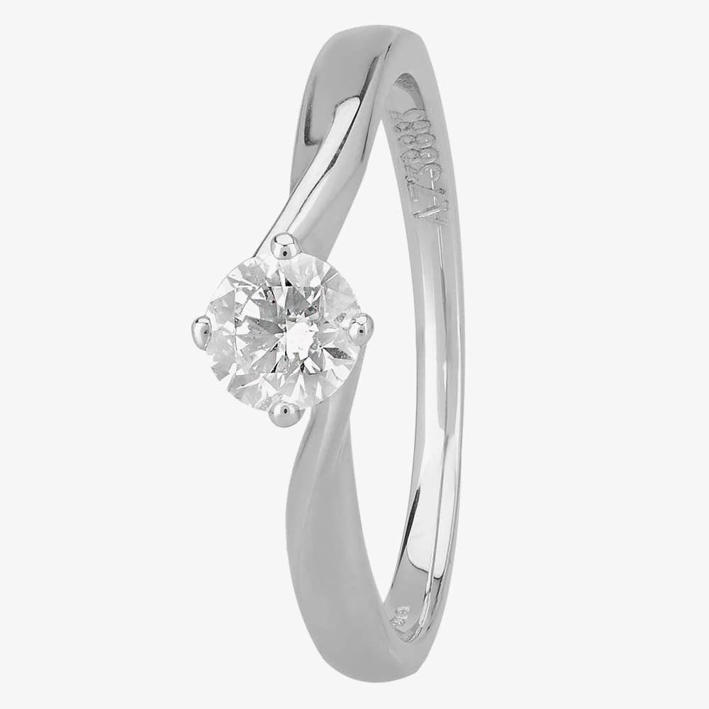 1888 Collection Platinum 0.40ct Diamond Twisted Solitaire Ring RI-1027(.40CT PLUS)- E/SI1/0.43ct