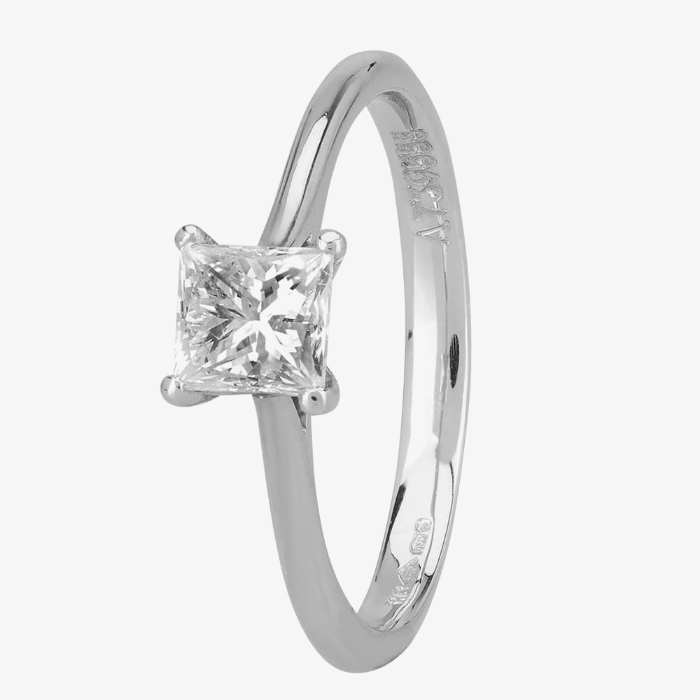 1888 Collection Platinum 0.70ct Princess-Cut Diamond Classic Solitaire Ring RI-2022(.70CT PLUS)- G/SI2/0.70ct