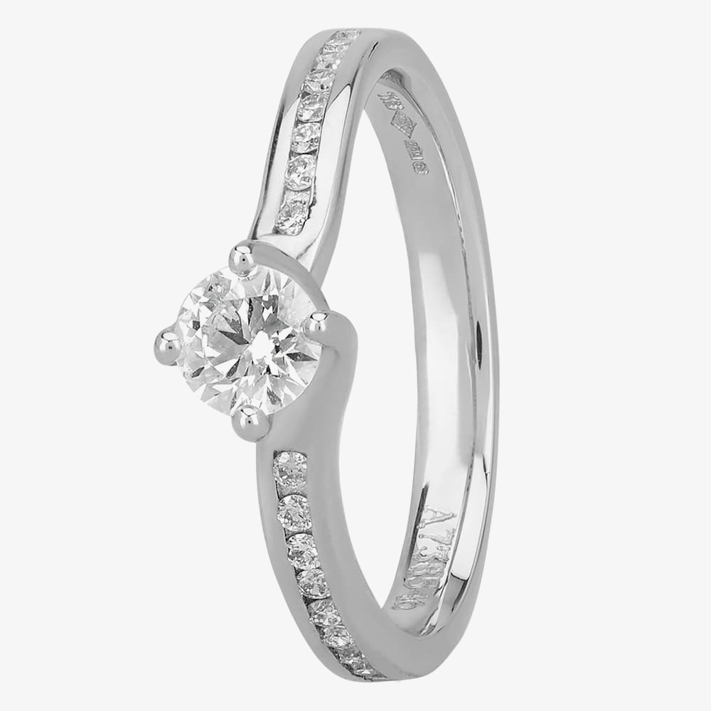 1888 Collection Platinum 0.33ct Channel-Set Diamond Solitaire Ring RI-1191(.33CT PLUS)- F/SI2/0.34ct