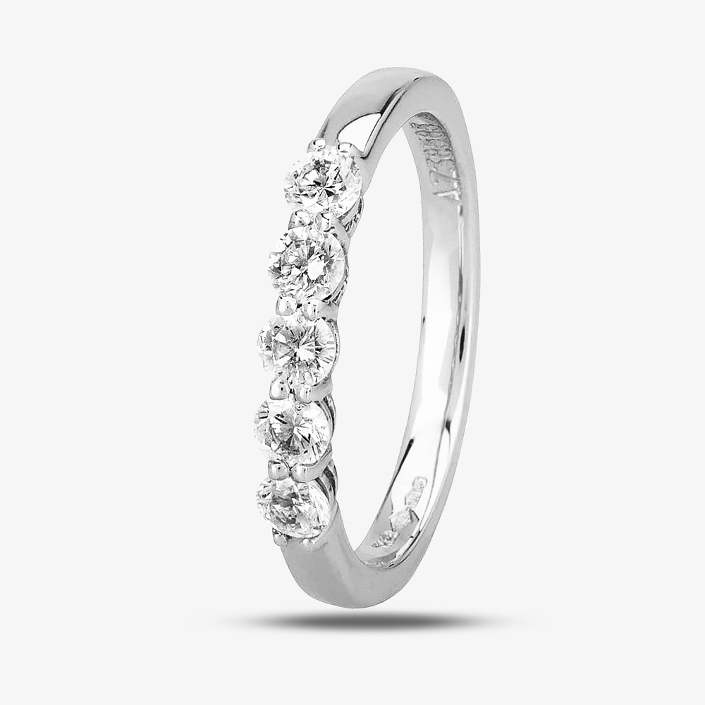1888 Collection Platinum 0.50ct Five-Stone Diamond Ring HET1001(.50CT PLUS)- G-H/SI1-SI2/0.50ct