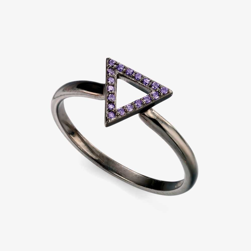 Oxidised Purple Cubic Zirconia Ring R3421M-58 (Q 1/4)