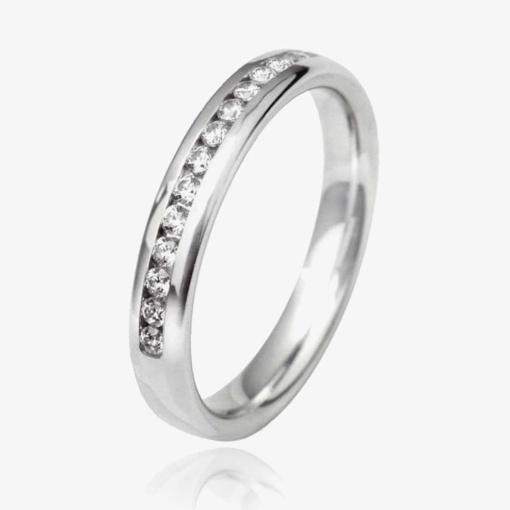 Platinum 3.5mm Channel Set Diamond Court Wedding Ring WGH5/3.5X125PlaT HSI-M