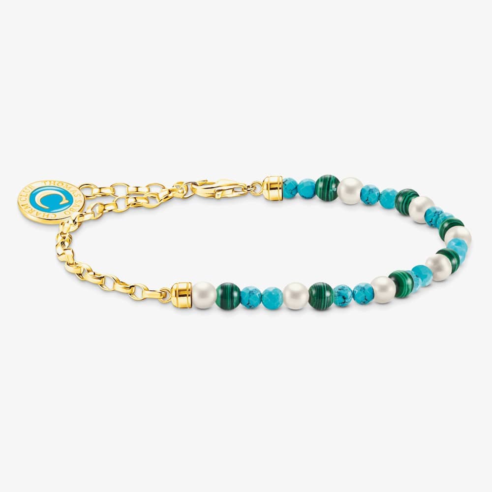 THOMAS SABO Gold Plated Multi-Stone 19cm Bead Charm Bracelet A2130-140-7-17