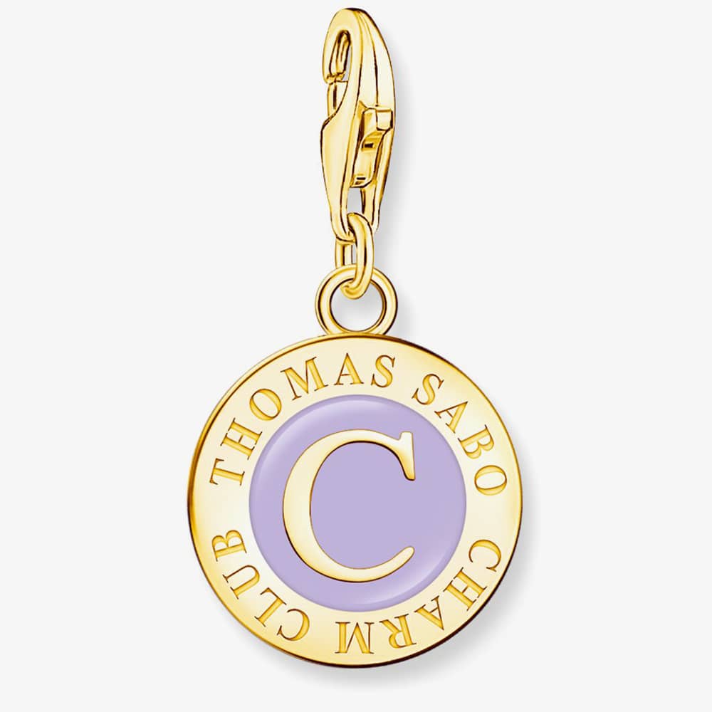 THOMAS SABO Gold Plated Charmista Coin Purple Member Charm 2105-427-13