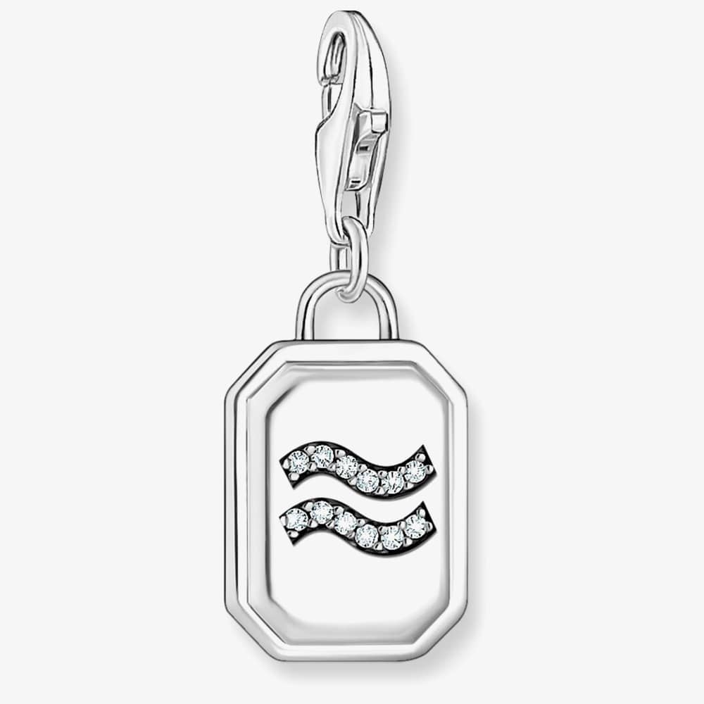 THOMAS SABO Silver Octagonal Cubic Zirconia Aquarius Charm 2143-643-21
