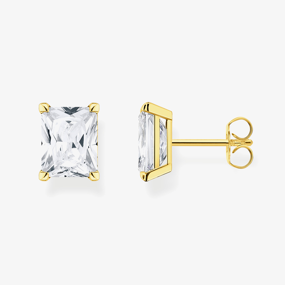 THOMAS SABO Gold Plated White Stone Stud Earrings H2201-414-14