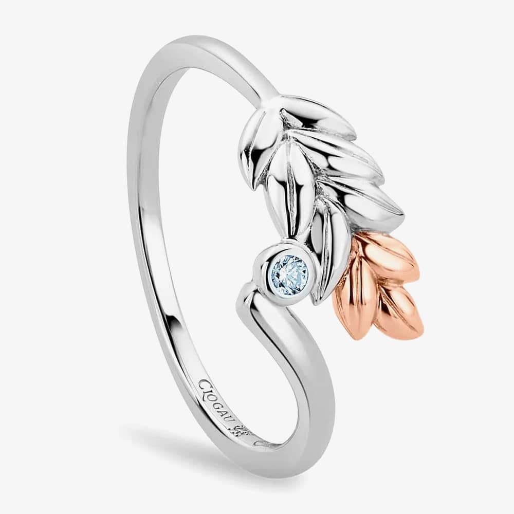 Clogau Silver & 9ct Rose Gold Lilibet Blue Topaz Ring 3SQNM0726-M
