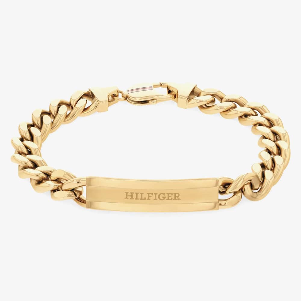Tommy Hilfiger Clash Gold Plated Logo Curb Chain Bracelet 2790580