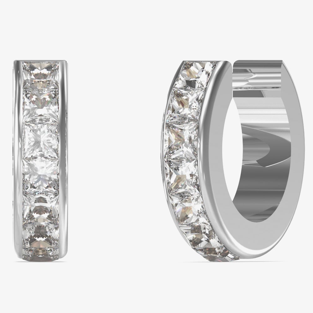 Guess Huggie Me Silver Tone Crystal Hoop Earrings UBE03134RH