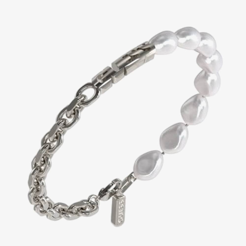 Guess Edgy Styles Chain & Freshwater Pearl Bracelet JUMB04066JW STWI L