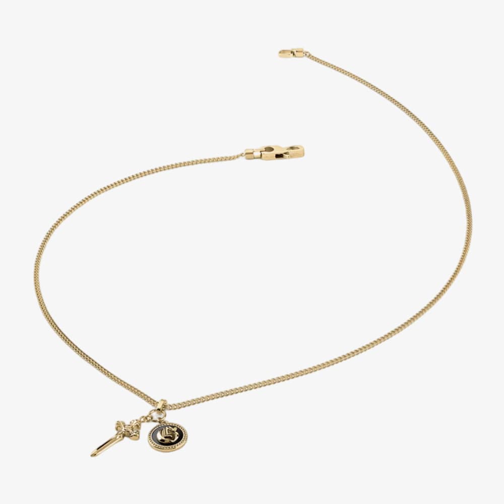 Guess South Alameda Gold Plated Sword & Coin Pendant JUMN04023YGBK