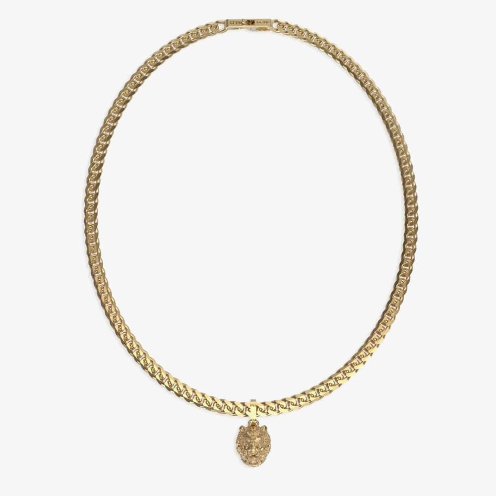 Guess Lion King Gold Plated Lion Head Necklace UMN01301YG