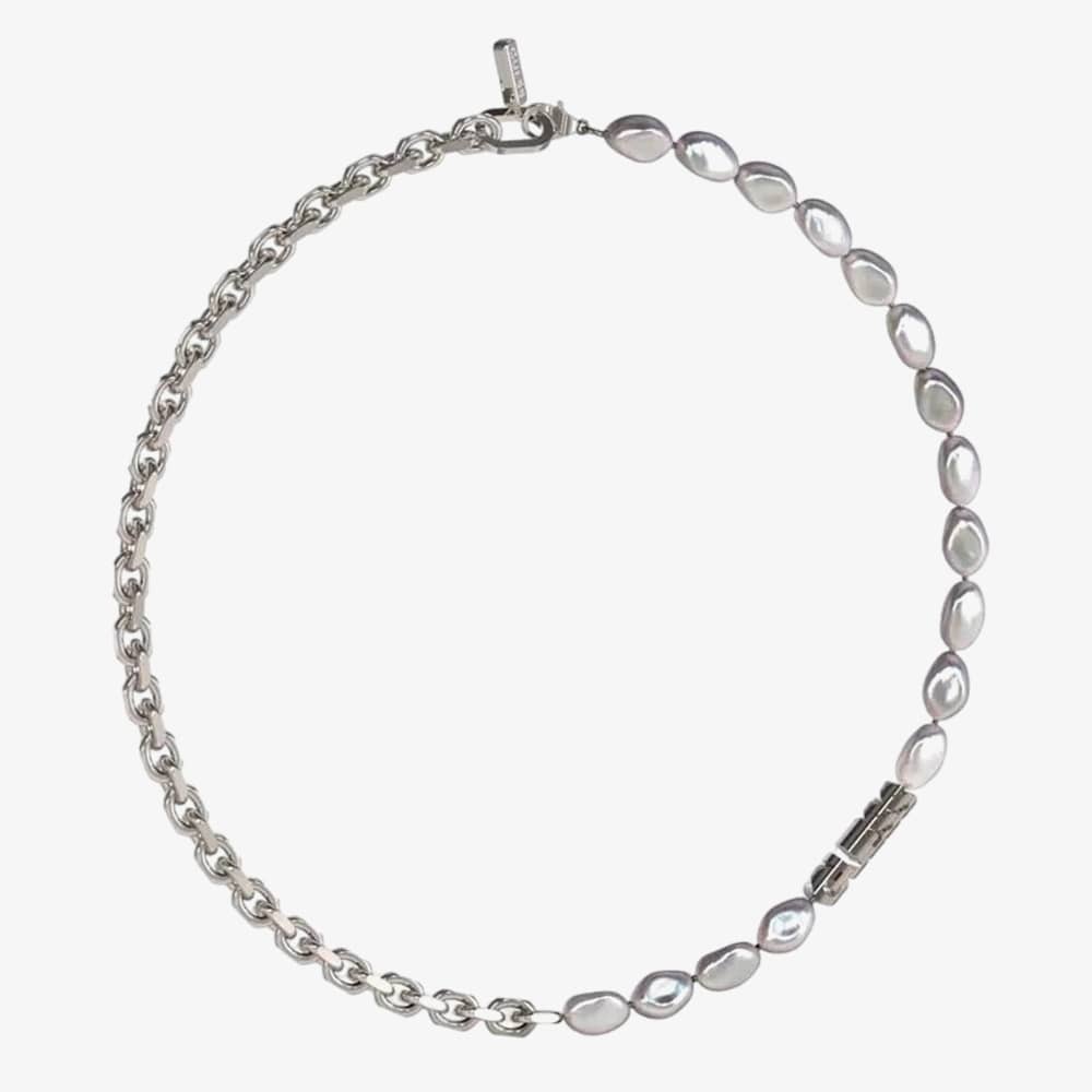 Guess Edgy Styles Chain & Freshwater Pearl Necklace JUMN04065JW STWI