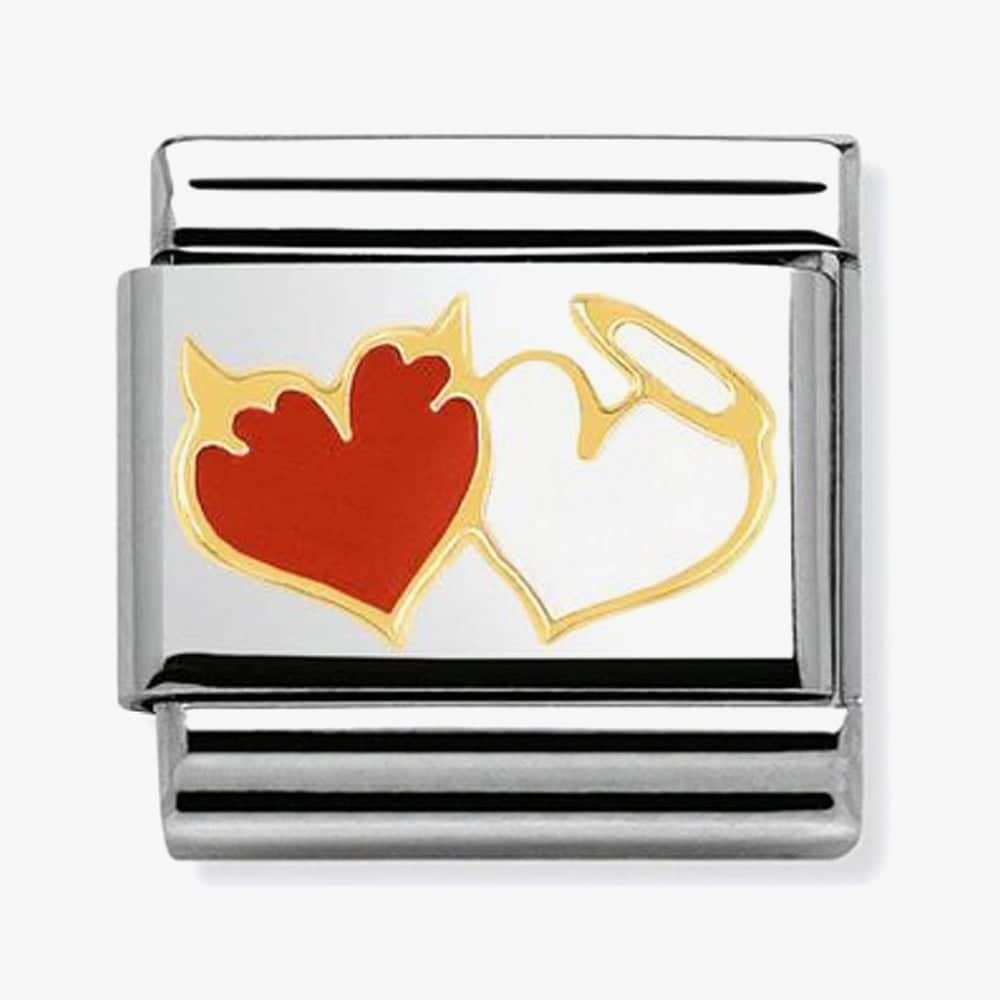 Nomination CLASSIC Gold Love Heart Angels and Devils Charm 030253/27