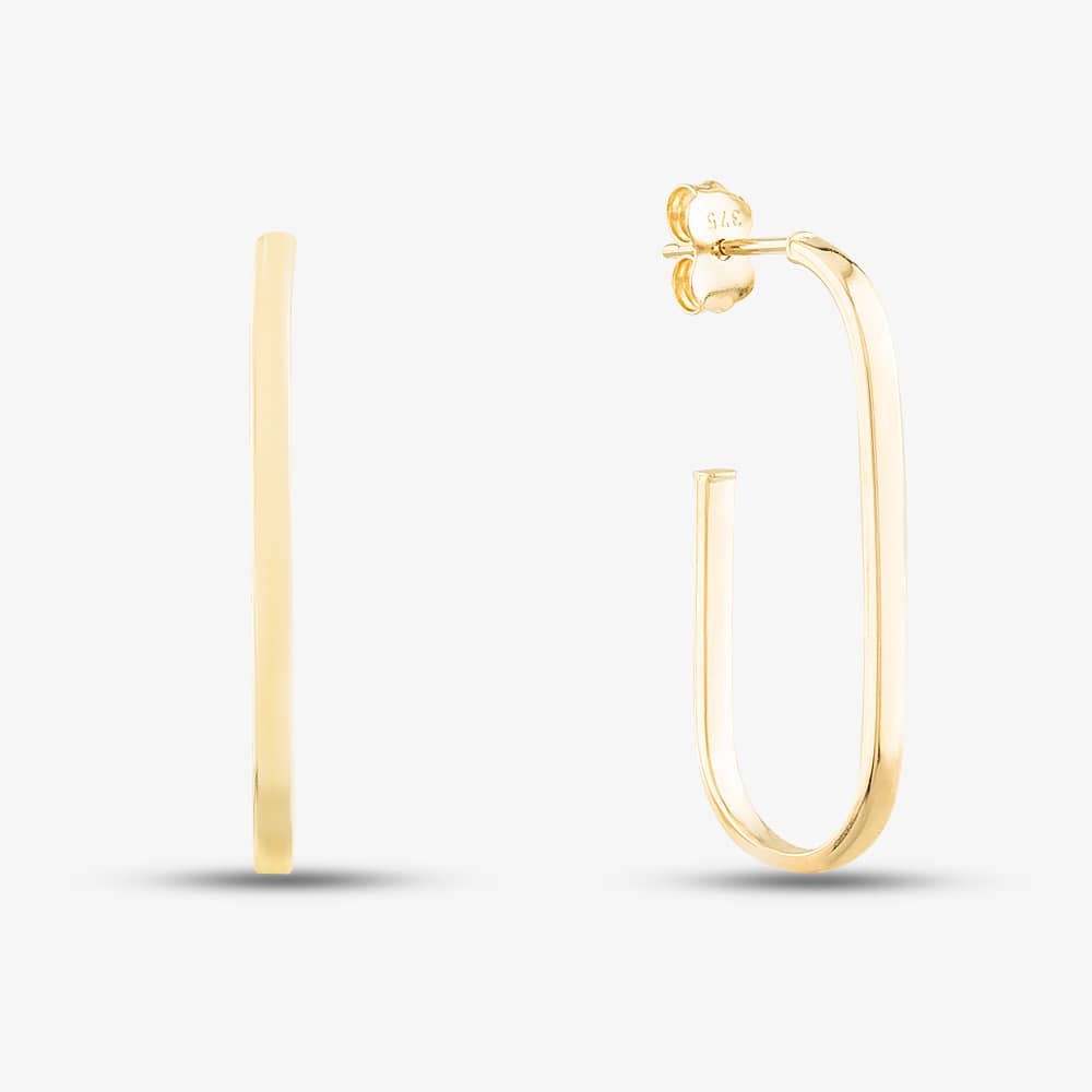 9ct Yellow Gold Open Oval 3/4 Hoop Earrings GE2407