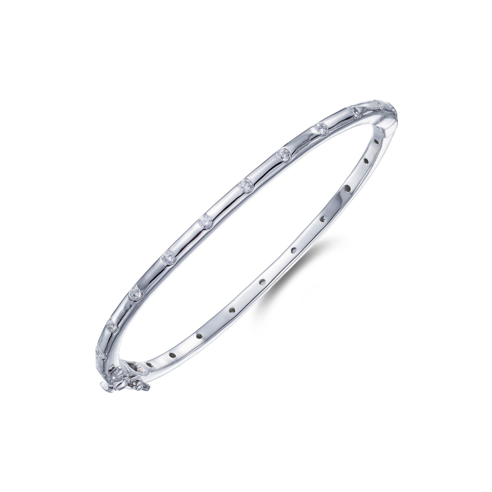 Silver Rub Over Cubic Zirconia Bangle