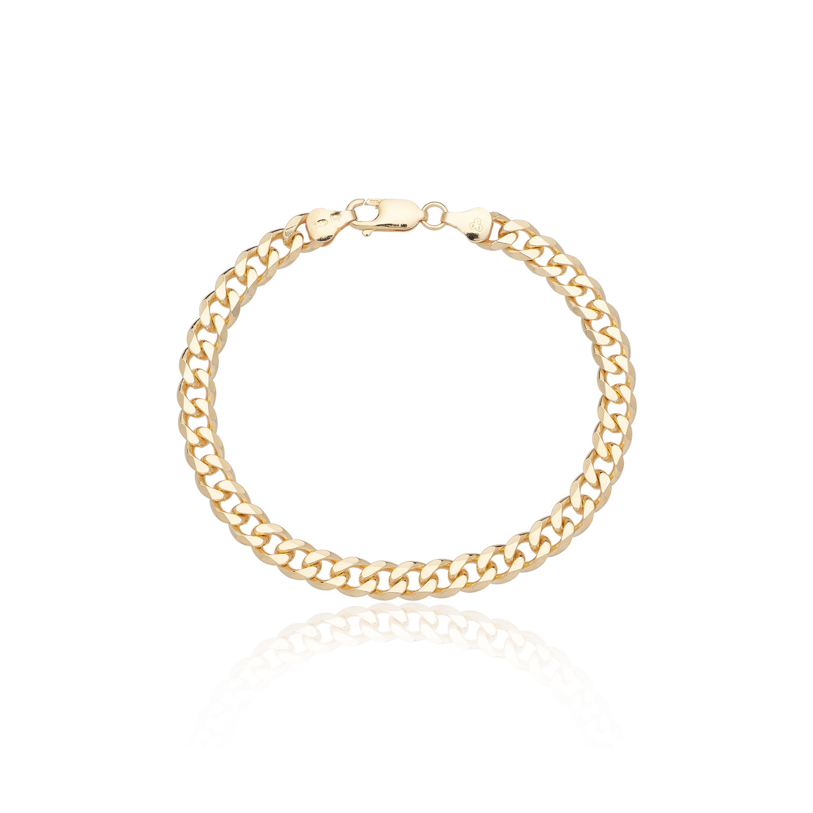 Silver Yellow Gold Plated 6.2mm Curb Bracelet