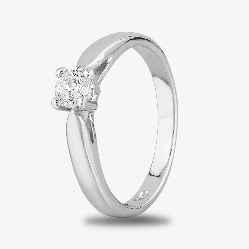 Starbright Silver 4mm Four Claw Round Cubic Zirconia Ring R6025(4M) 3A (58)