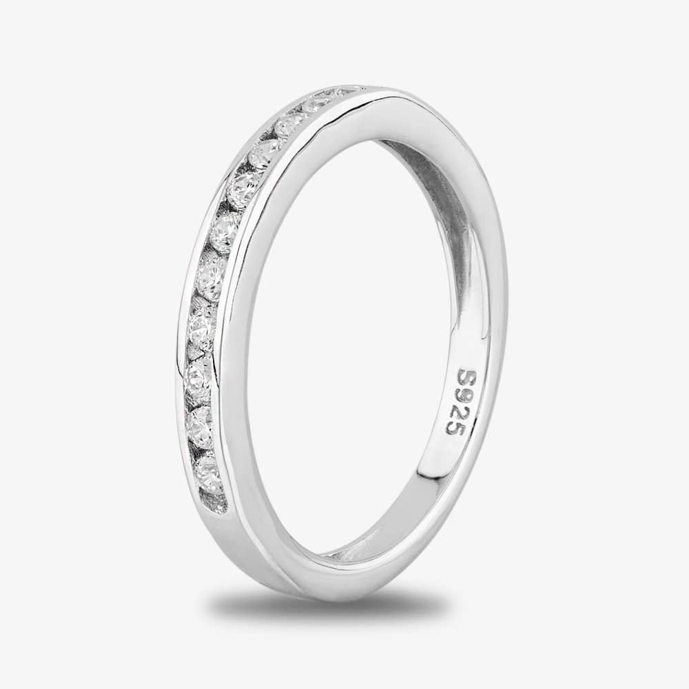 Starbright Silver 2mm Cubic Zirconia Channel Set Half Eternity Ring R4179(2M) 1/3 3A (57)
