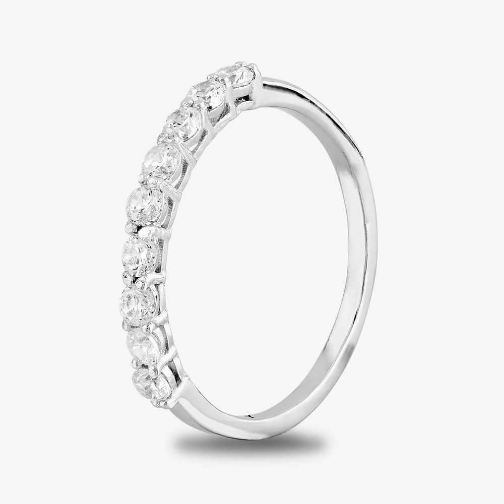 Starbright Silver Cubic Zirconia Claw Set Half Eternity Ring R6545 1/3 3A (57)