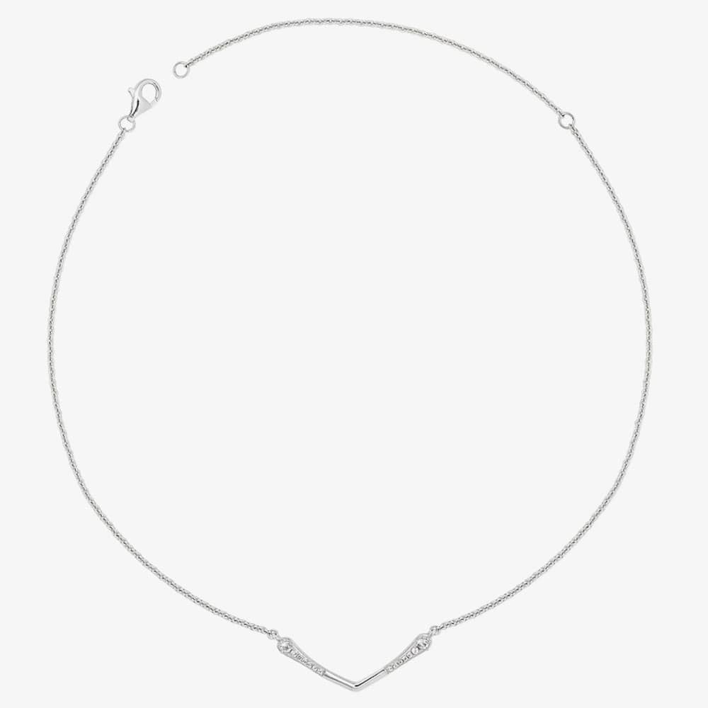 Lucy Quartermaine Silver Skinny Drip White Topaz V Necklace SDP1