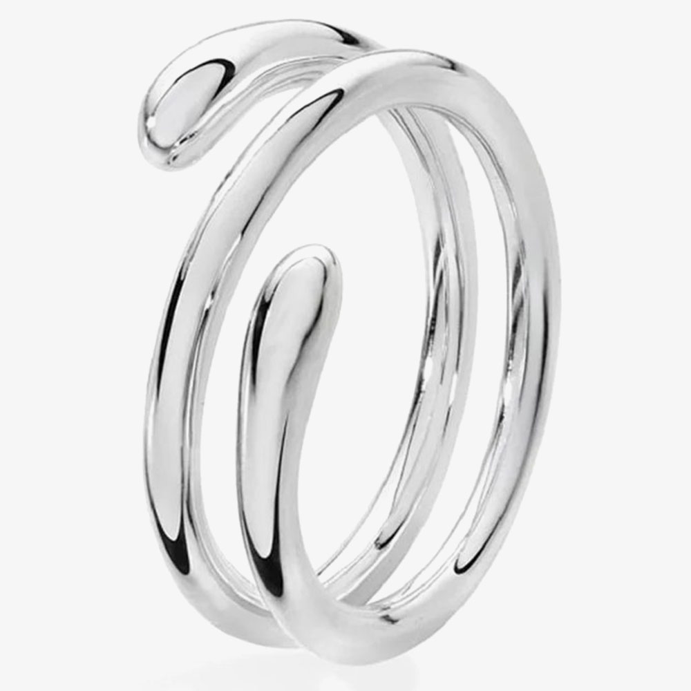 Lucy Quartermaine Silver Coil Drop Ring DR12L Q