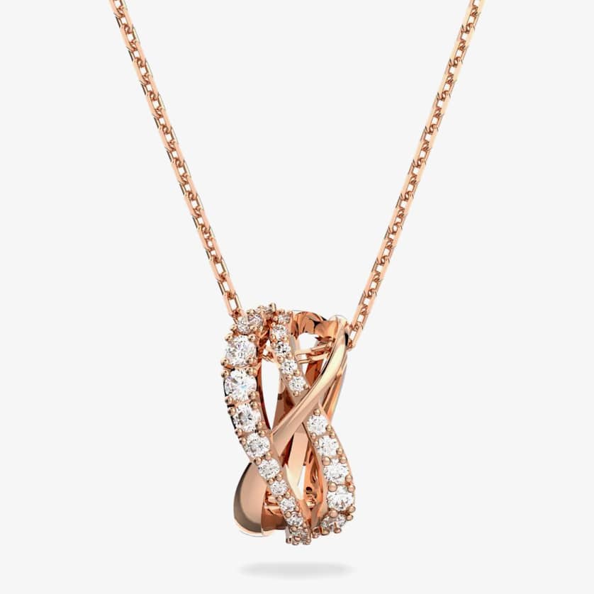 Swarovski Twist Rose Gold Tone Plated Crystal Pendant Necklace 5620549