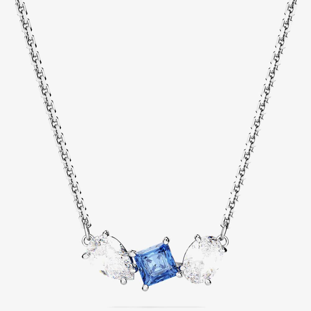 Swarovski Mesmera Blue Mixed Cuts Rhodium Plated Necklace 5668276