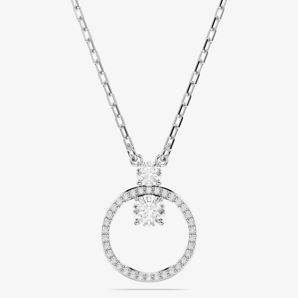 Swarovski Constella Rhodium Plated White Circle Necklace 5692261