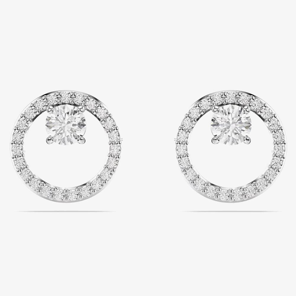 Swarovski Constella Rhodium Tone Plated Circle Stud Earrings 5692262