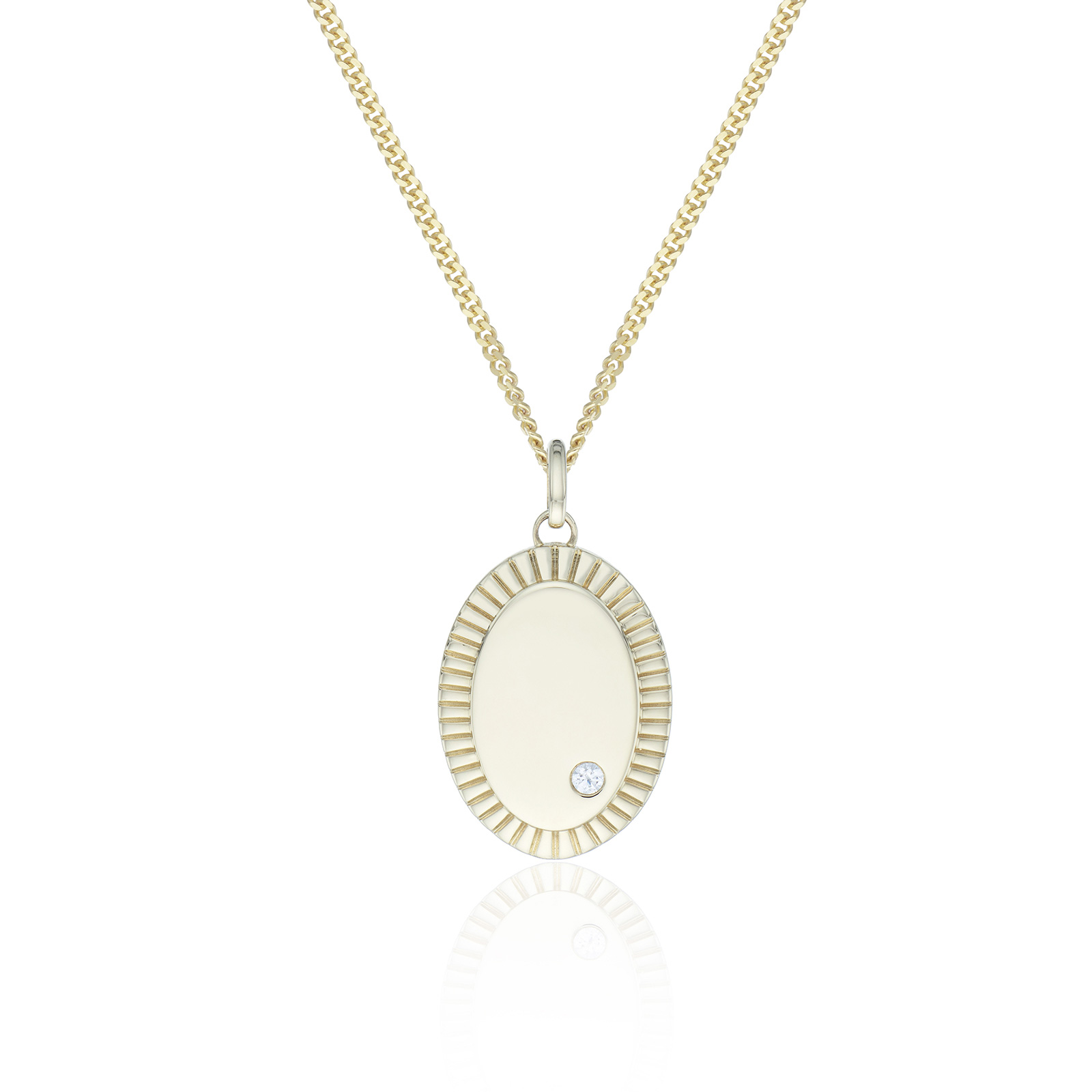 9ct Yellow Gold Cubic Zirconia Oval Signet Pendant