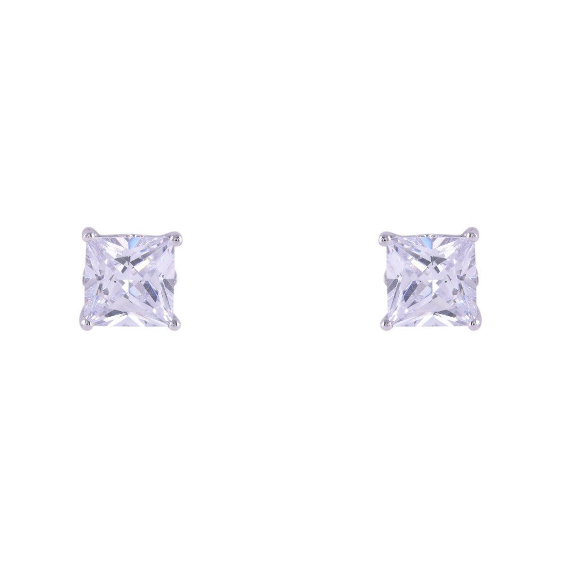9ct White Gold Princess Minimize Cubic Zirconia Stud Earrings