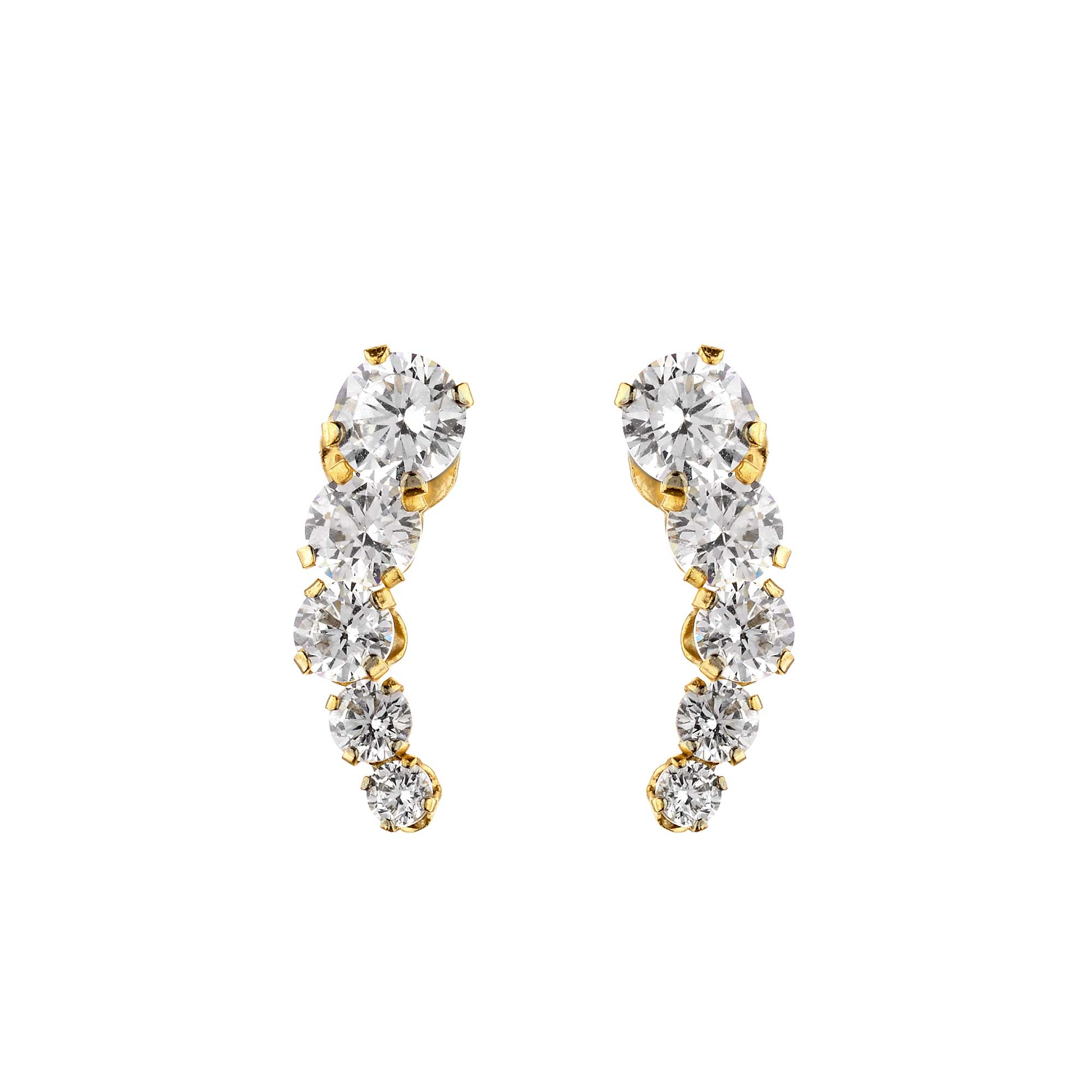 9ct Yellow Gold Sensible Lower Cubic Zirconia Climber Earrings