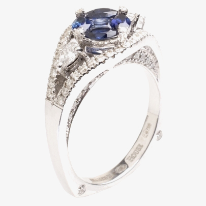 18ct White Gold Diamond Sapphire Oval Fancy Ring 18DR444/S/W/L