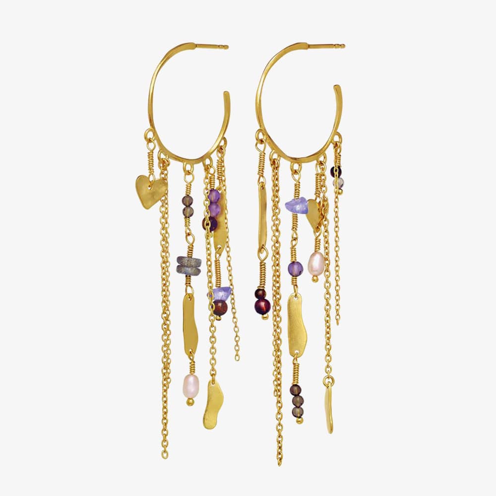 Maanesten Galathea Gold Plated Half Hoop Dropper Earrings 9858A