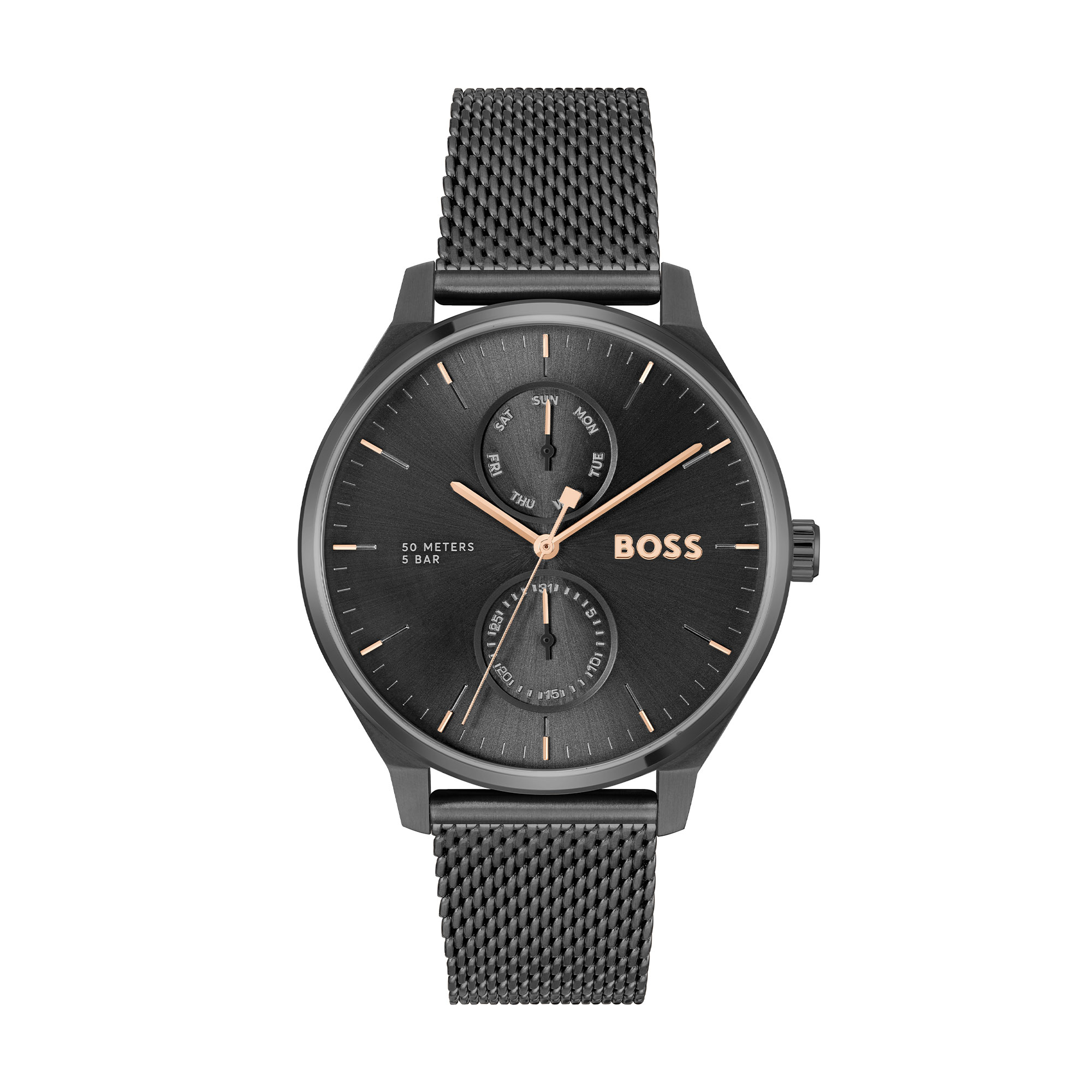 BOSS Tyler Stainless Metal Black Quartz 43mm Males’s Watch 1514105