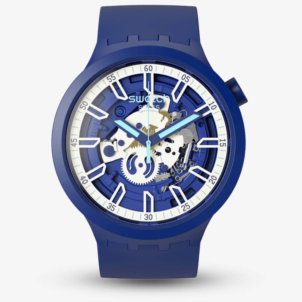Swatch Unisex Iswatch Blue & White Dial Watch SB01N102