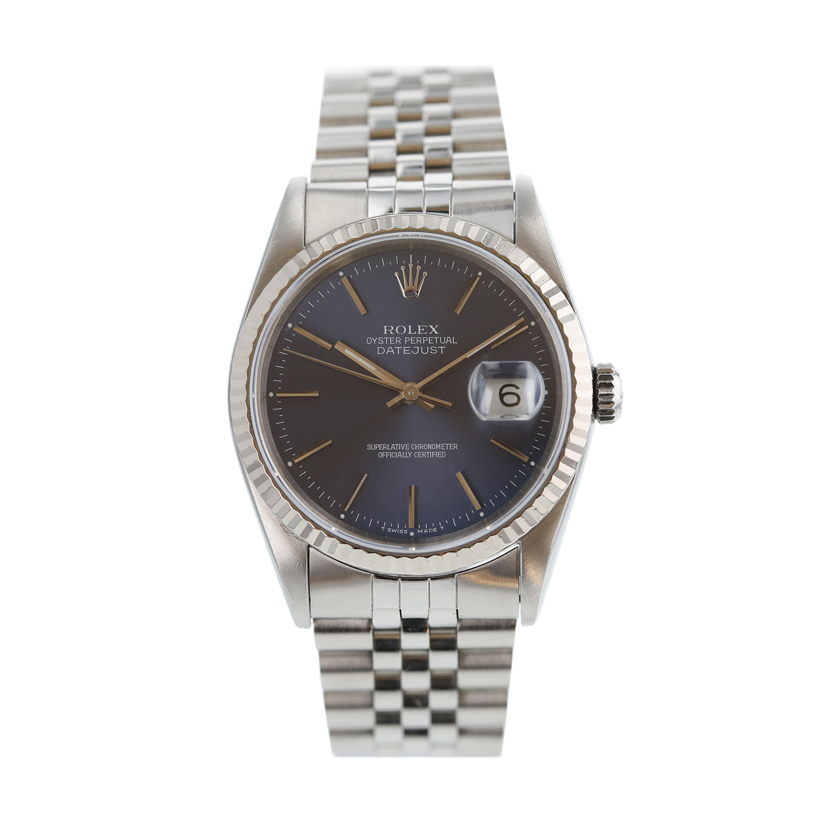 Pre-Owned Rolex Datejust 36mm Stainless Metal Blue Dial Watch 16234