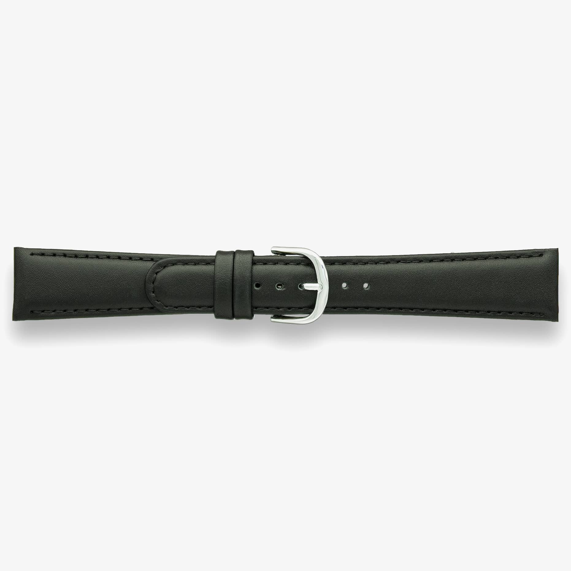 Darlena Newbury Black Leather Silver Buckle Watch Strap 1002