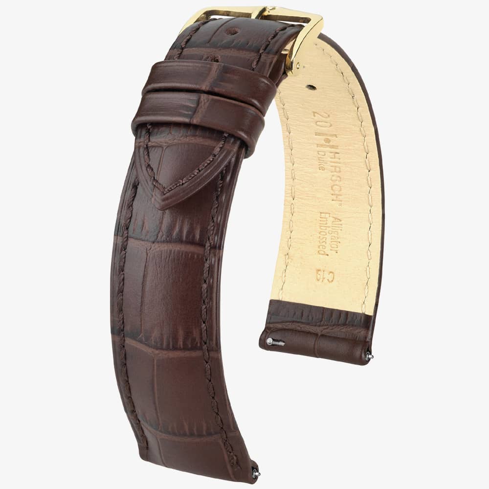HIRSCH Duke 16mm Long Brown Leather Watch Strap 01028010-1-16