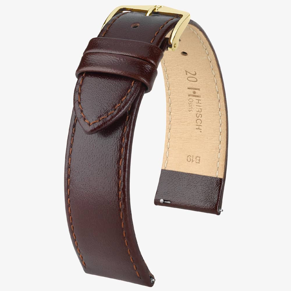 HIRSCH Osiris 14mm Medium Brown Leather Watch Strap 03475110-1-14