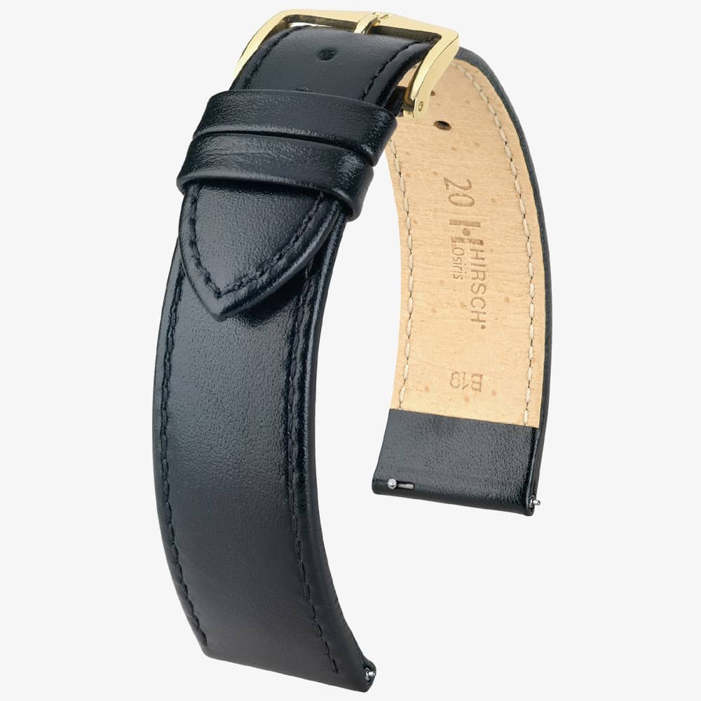 HIRSCH Osiris 14mm Medium Blackn Leather Watch Strap 03475150-1-14