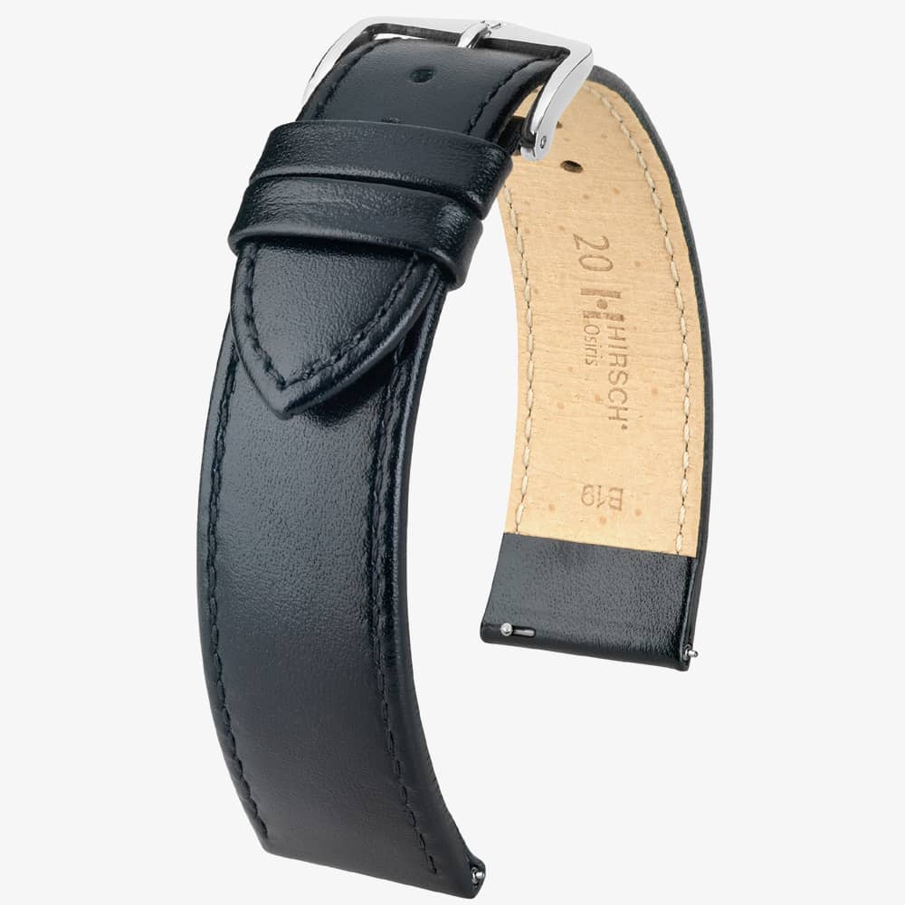 HIRSCH Osiris 24mm Long Black Leather Watch Strap 03475050-2-24