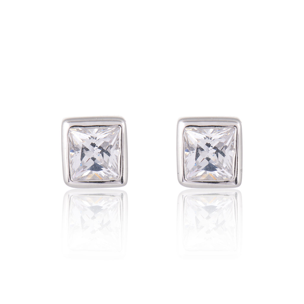 Silver Princess Lower Cubic Zirconia Stud Earrings