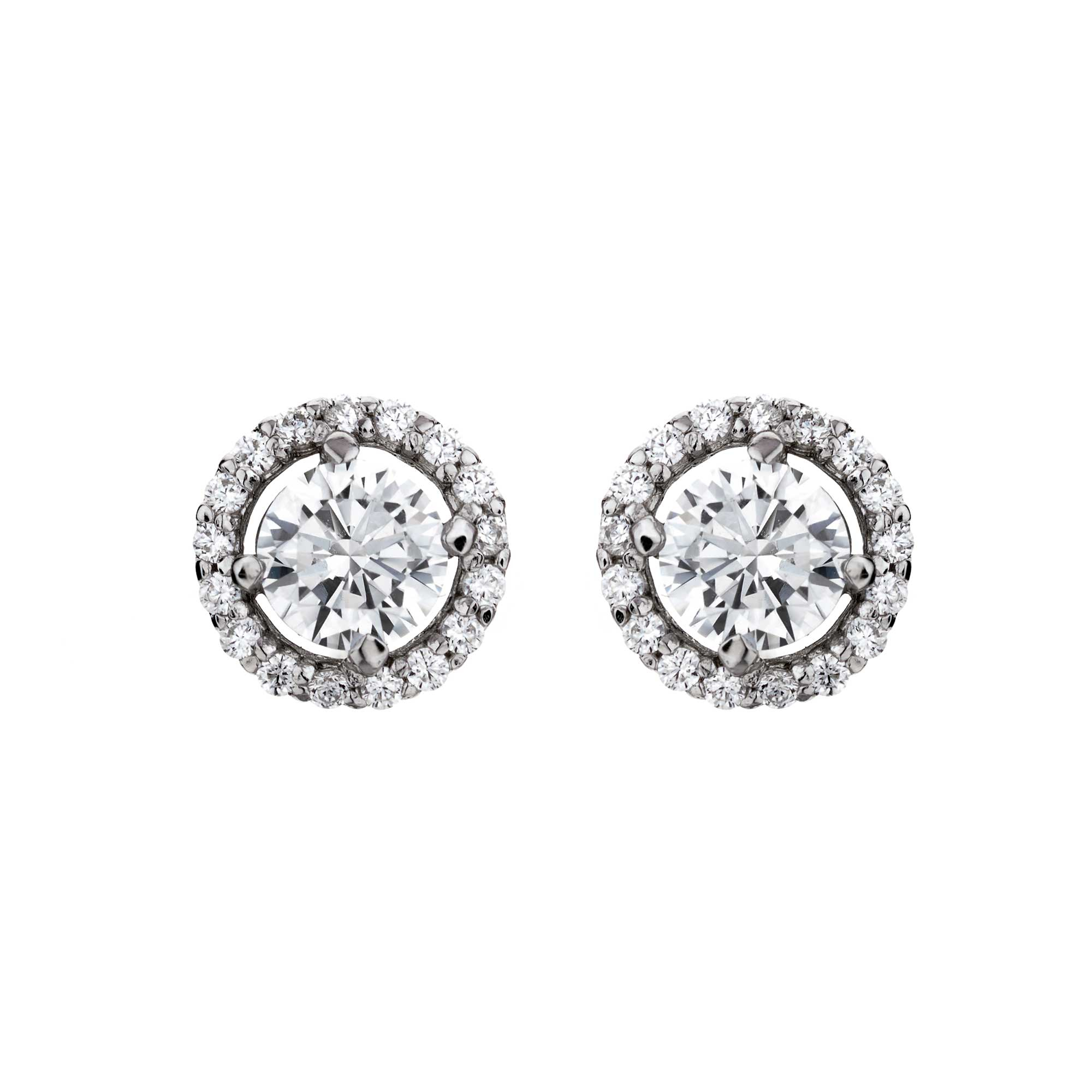 Silver Sensible Reduce Cubic Zirconia Halo Stud Earrings