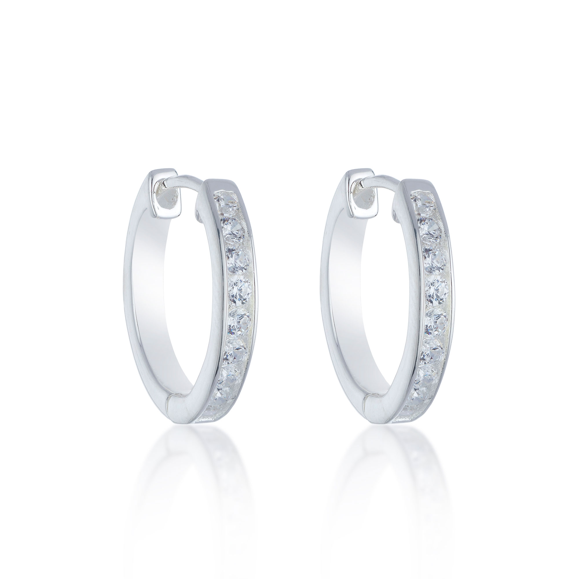 Silver Cubic Zirconia Hoop Earrings