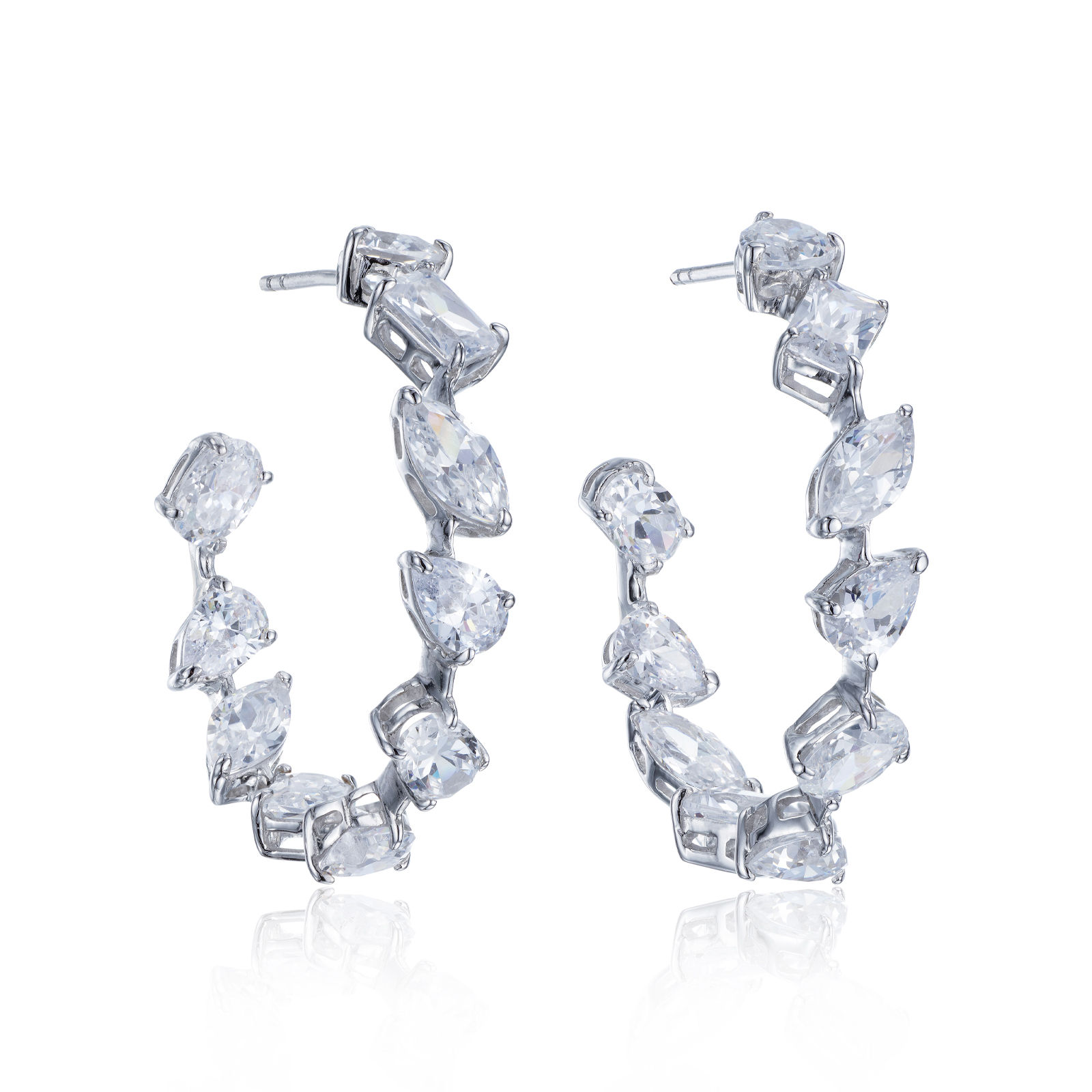 Silver Combine Reduce Cubic Zirconia Earrings