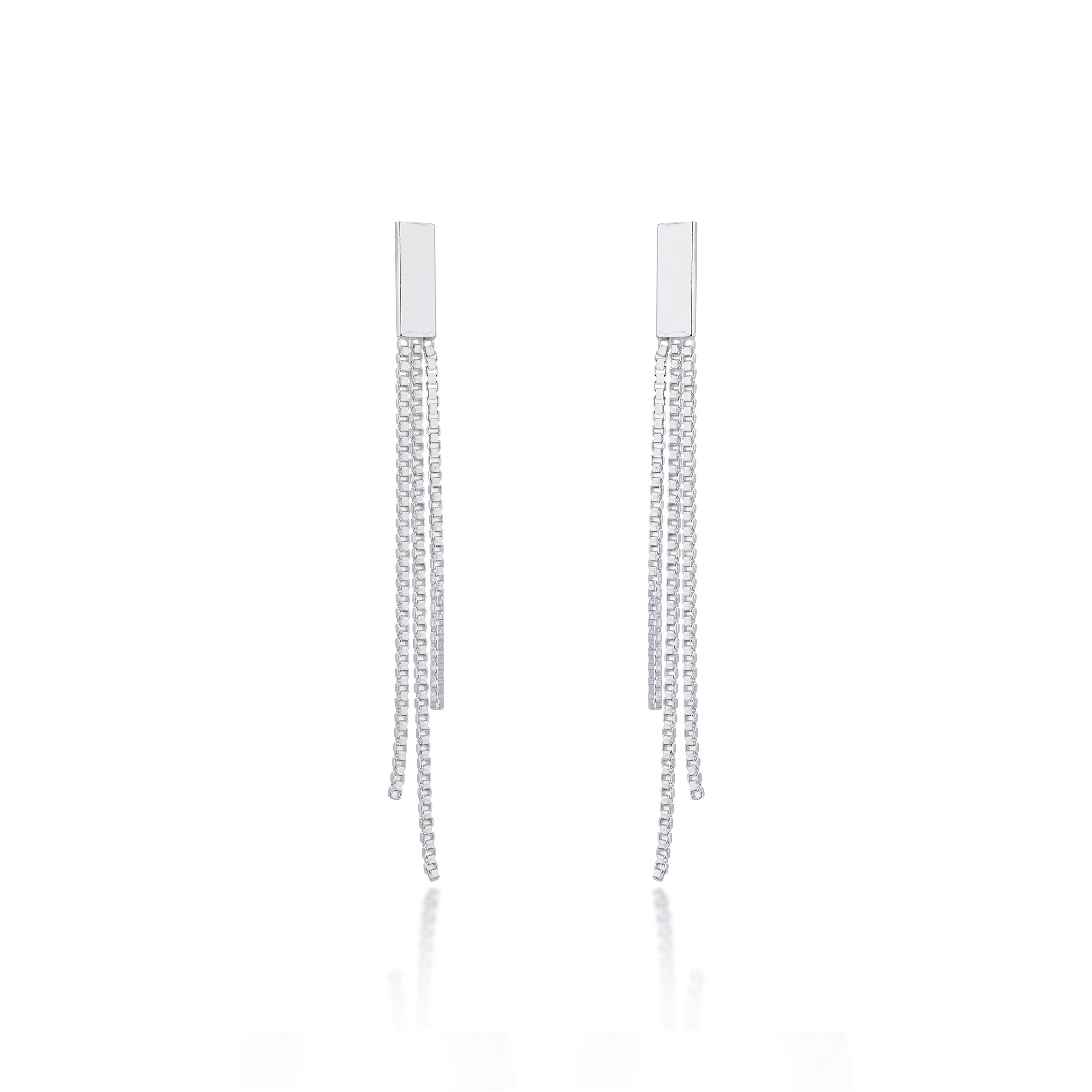 Silver Tassel Drop Earrings